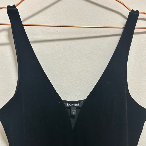 Express Black Velvet Fit and Flare ROMPER - Picture 2 of 6